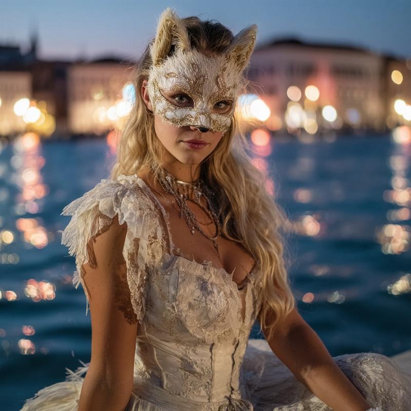 Élégance des masques vénitiens modernes dans un contexte artistique